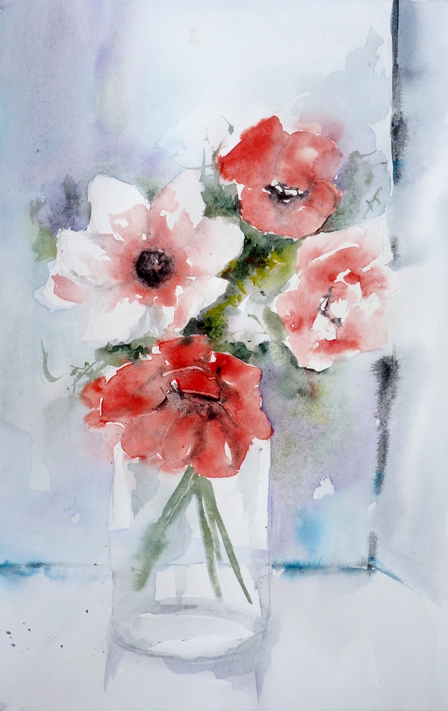 Bouquet d' anémones rouges