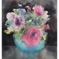Bouquet au vase bleu