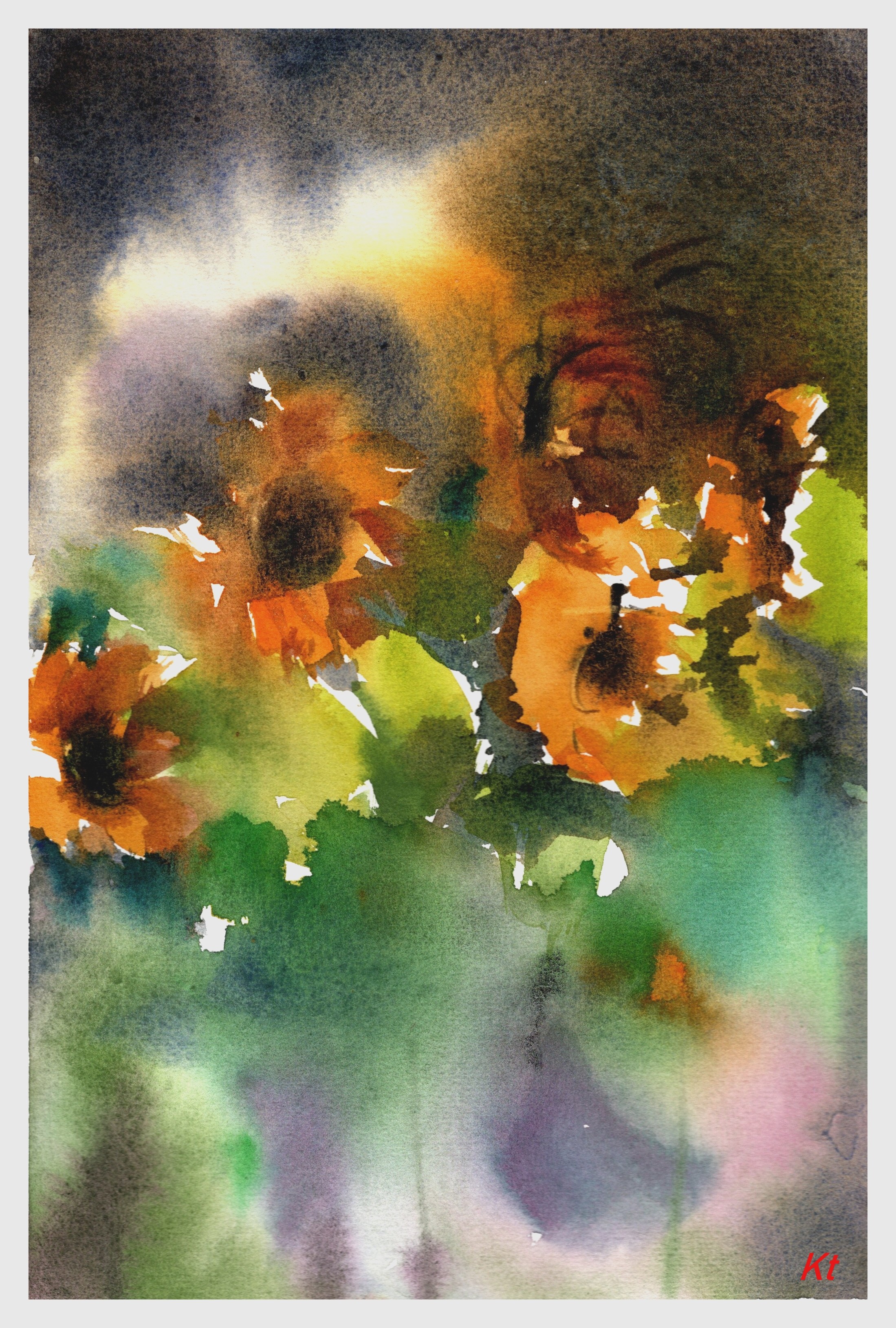 Tournesols sur fond d'orage